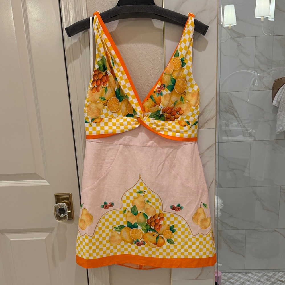 ANTONIO MELANI Backless Dress in Orange and Yellow Floral